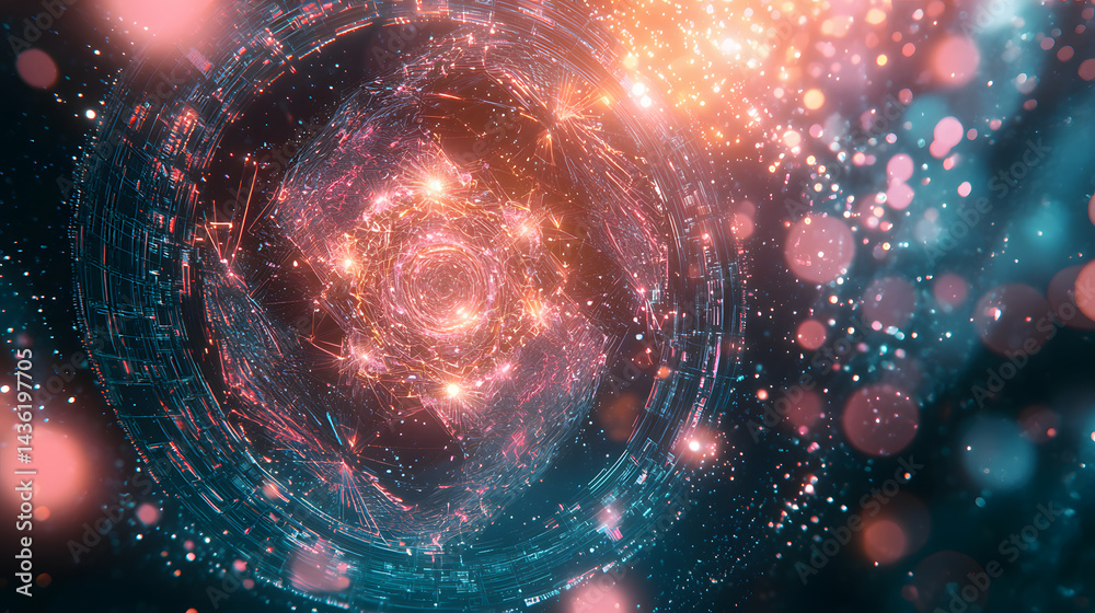 Poster quantum computing and multidimensional data visualization wallpaper abstract space digital art cosmi