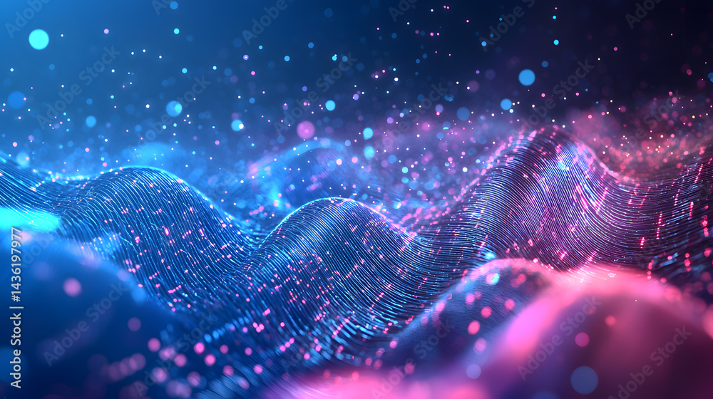 Poster Dynamic quantum computing wallpaper multidimensional data visualization in a futuristic environment