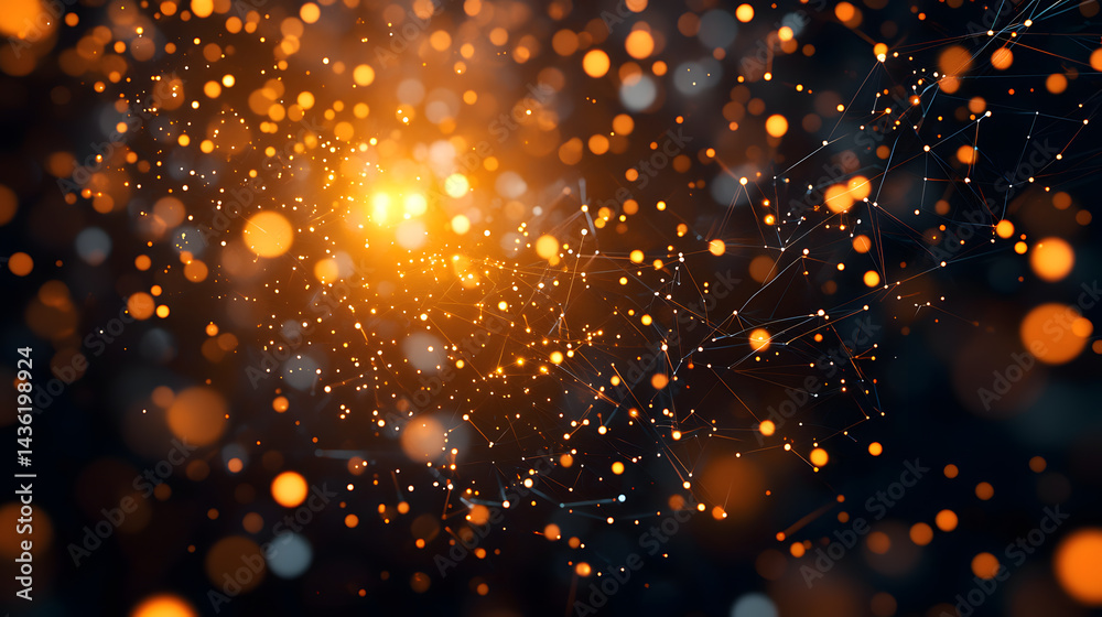 Poster Quantum computing and multidimensional data visualization wallpaper abstract patterns and glowing dots in a digital universe