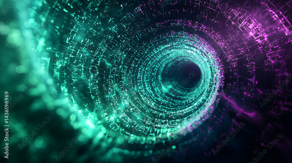 Poster quantum computing and multidimensional data visualization wallpaper abstract digital art virtual spa