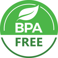 BPA Free Round Symbol with Green Leaves BPA Free Label Design