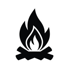 Campfire Stencil Icon Vector Illustration