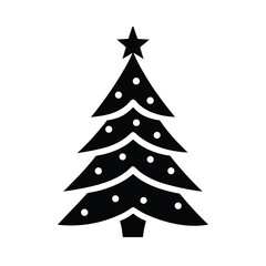 Christmas Tree Stencil Icon Vector Illustration