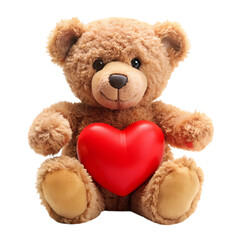 Obraz premium Adorable Teddy Bear Holding a Heart Perfect Valentines Gift Image on transparent background