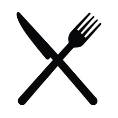 Crossed Knife And Fork Stencil Icon Vector Illustration