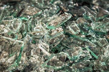Heap pile of broken glass texture