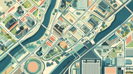 Obraz premium Detailed overview of a modern city map layout showcasing its street plan.