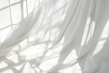 Soft white sheer curtains, sunlight shadows