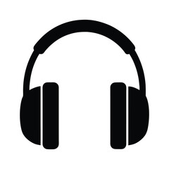 Headphones Pin Stencil Icon Vector Illustration