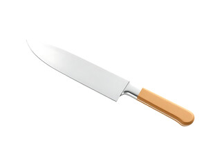 A professional chef's knife with a wooden handle