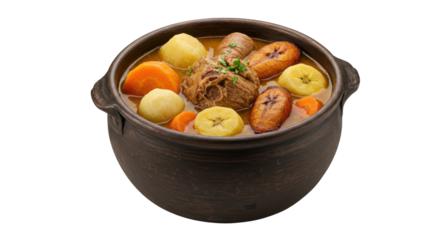 Rich oxtail stew in earthenware pot savory aroma fills the air