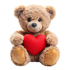 Adorable Teddy Bear with Heart on transparent background