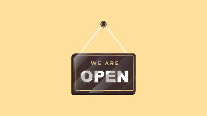 Vector Graphics Wooden OPEN Board. Shop Opened Sign