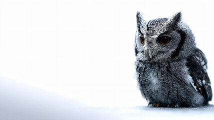 Owl sitting calmly, isolated on a white background
