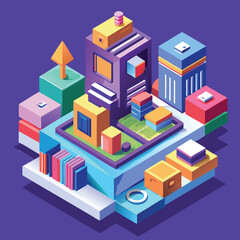 High-Quality 3D Isometric Illustration with Vibrant Colors and Modern Minimalistic Style



