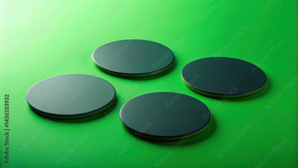 Fototapete abstract green background with four circular platforms for product display