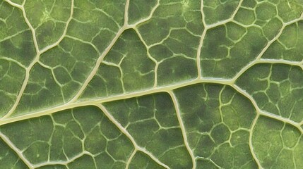 Close up of a leaf with detailed veins and natural pattern. Green and yellow hues