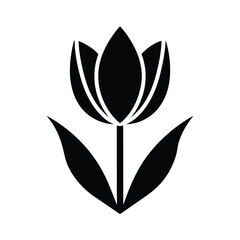 Tulip Flower Stencil Icon Vector Illustration