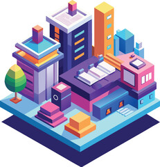 Fototapeta premium High-Quality 3D Isometric Illustration with Vibrant Colors and Modern Minimalistic Style