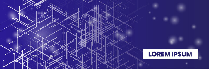 Bright digital network on a vibrant gradient background. tech lines