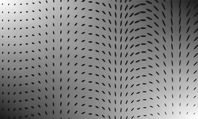 Abstract black arrow vector field pattern on a smooth grayscale gradient background, illustrating directional flow or magnetic field lines, ideal for scientific, educational, or tech themes.