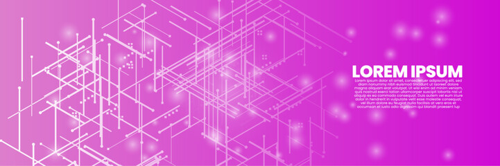 Bright digital network on a vibrant gradient background. tech lines