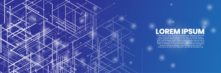 Bright digital network on a vibrant gradient background. tech lines