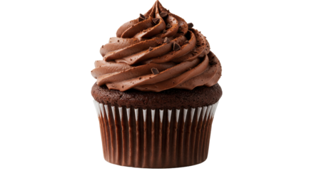 Scrumptious chocolate cupcake on black frosted with delicious swirls