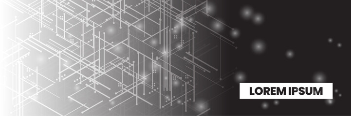 Bright digital network on a vibrant gradient background. tech lines