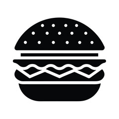 Burger Stencil Icon Vector Illustration