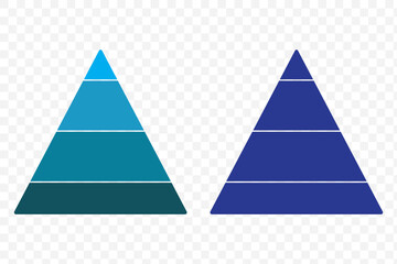 Fototapeta premium Triangular pyramid infographic vector icon set.Blue pyramid infographic templates collection. Triangle hierarchy data segments collection. Business concept. Vector illustration. EPS 10.