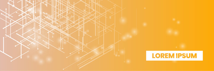 Bright digital network on a vibrant gradient background. tech lines
