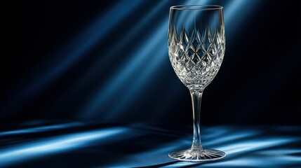 Elegant crystal wine glass on a dark background