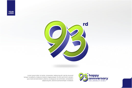 93rd Anniversary 3D Number with Silver Jubilee Design in Pear Green and Violet Blue