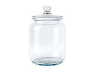 Clear Glass Jar with Lid on Transparent Background
