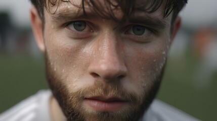 Fototapeta premium Close-up portrait of a sweaty man