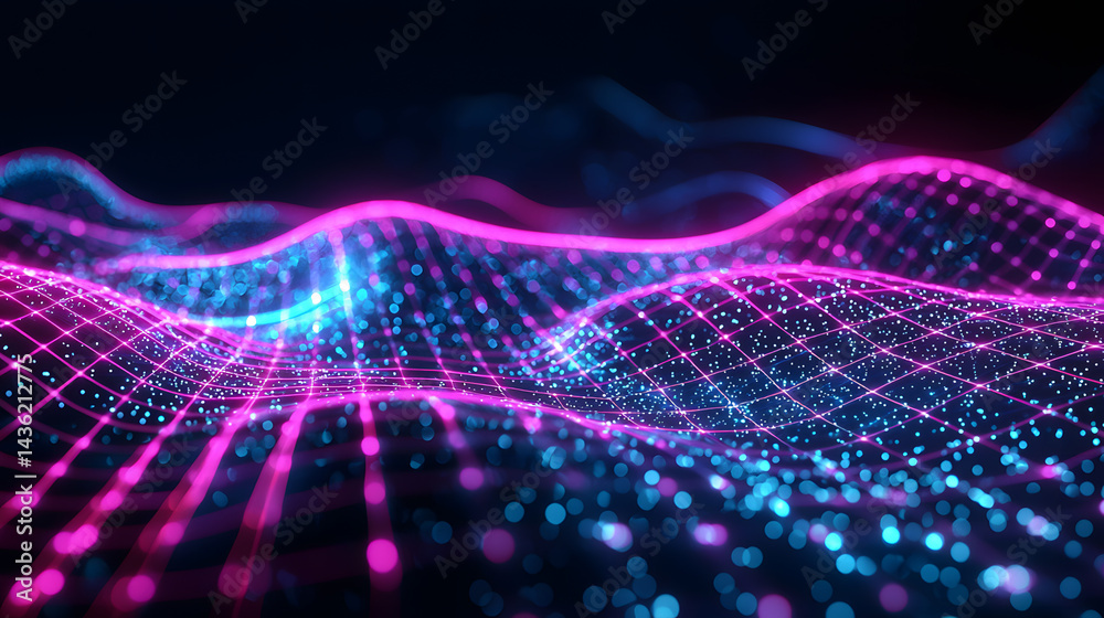 Poster Dynamic abstract data flow displaying glowing lines digital space visual representation high-tech environment aesthetic viewpoint