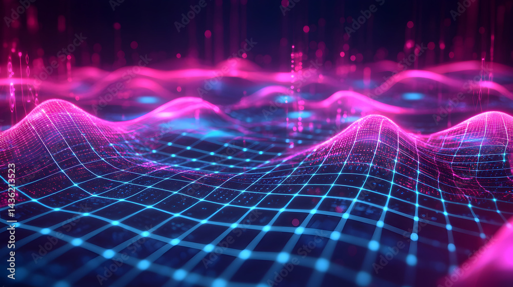 Poster Dynamic data flow visualization digital environment abstract image glowing lines futuristic concept