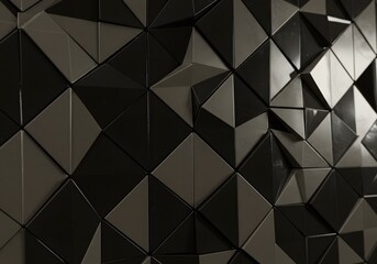 Obraz premium Geometric Abstract 3D Wall Design Black and Gray Triangles, Modern Textured Surface, Textured Background, Artistic Decor, Interior Decor