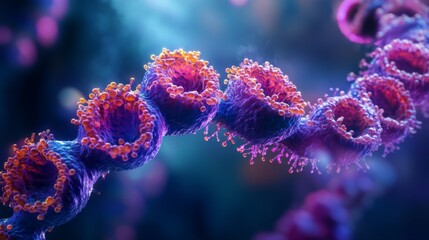 Fototapeta premium Intricate Dance of Chromosomes Captured in Vivid Detail Amidst Cellular Separation