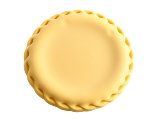 A delicious, round, yellow pie isolated on a transparent background