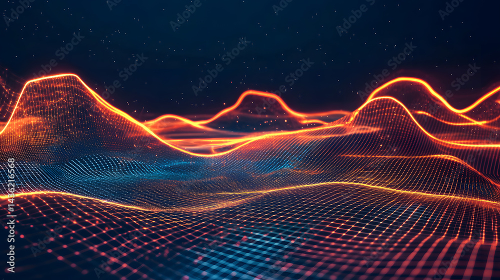 Poster Dynamic data flow visualization digital space abstract art futuristic environment close-up view conceptual design