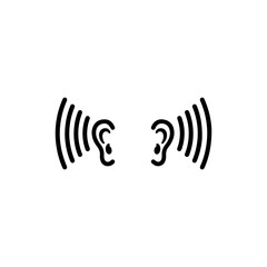 Ears Icon with Sound Waves