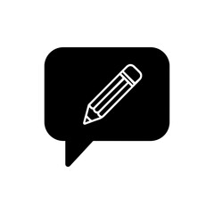 Paper Chat Bubble Icon with Pencil