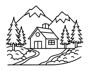 vector house in the mountains