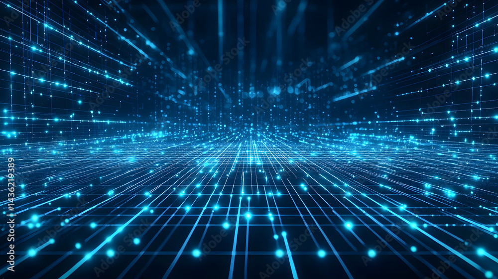 Poster dynamic data flow visualization digital realm abstract art futuristic environment perspective concep