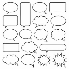 Fototapeta premium Professional Speech Bubbles: 18 Outline Shapes.