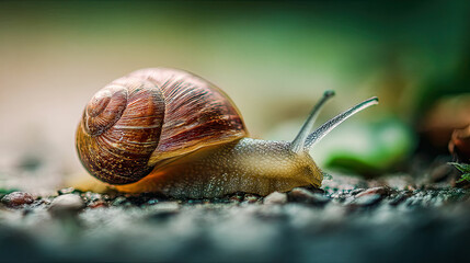Snail macro photography garden snail crawling animal shell nature photo