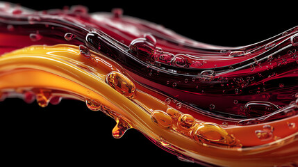 Hyper-realistic maroon and burnt orange liquid flowing diagonally on a dark background. High-resolution, detailed, studio-lit for premium brand visuals and digital art.