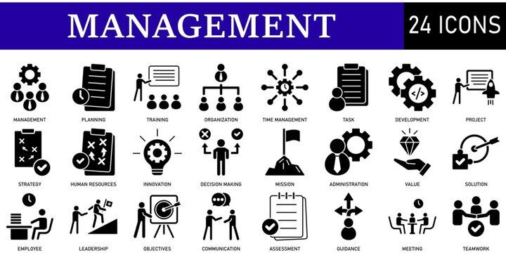 Set of Management Icons or symbols Vector fully editable file.